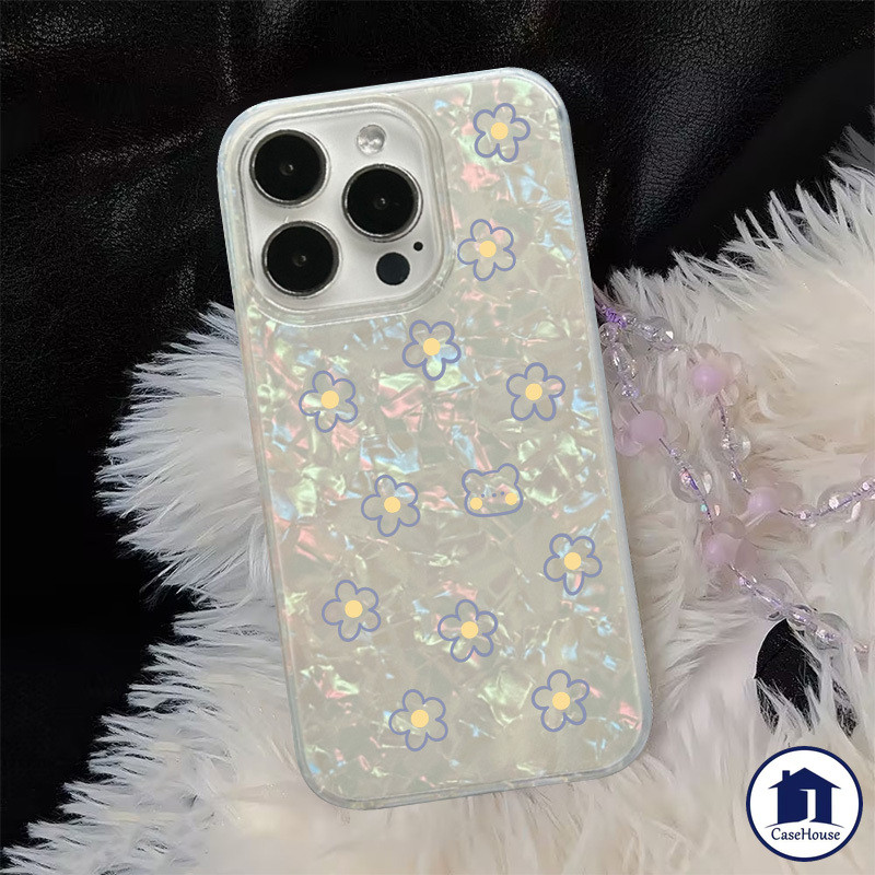 เคสนิ่มลายเปลือกหอยหมีดอกไม้เรียบง่าย ใช้ได้กับ iPhone 13 11 12 14 15 Pro Max 7 8 Plus XR XS MAX X 11 15 13 14 12 Pro SE