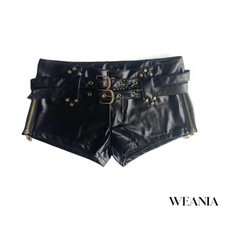 (shipped from Thailand) Weania Y2k Retro เซ็กซี่ต่ําเอว Pu กางเกงขาสั้นสั้นพิเศษ