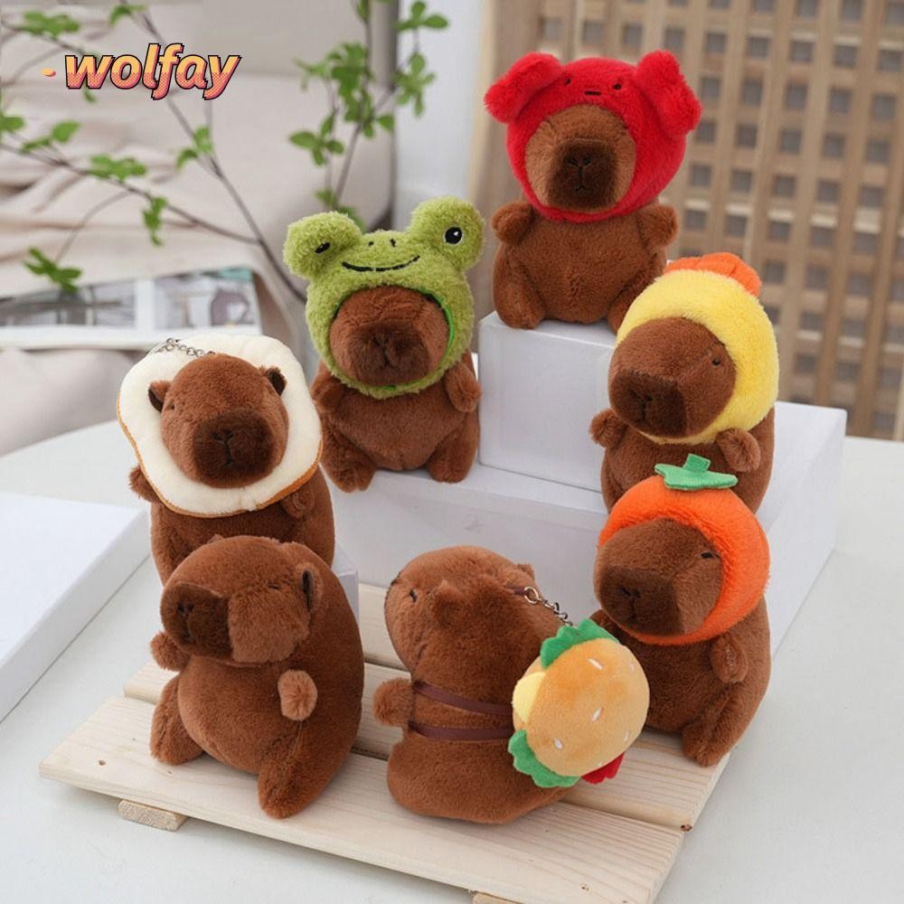 Wolfay ตุ๊กตา Capybara พวงกุญแจ, ของเล่นน่ารักMulticolor จําลอง Capybara จี้, Kawaii อุปกรณ์เสริม Guinea Pig การ์ตูน Capybara Fluffy ตุ๊กตาสัตว์ของขวัญวันเกิด
