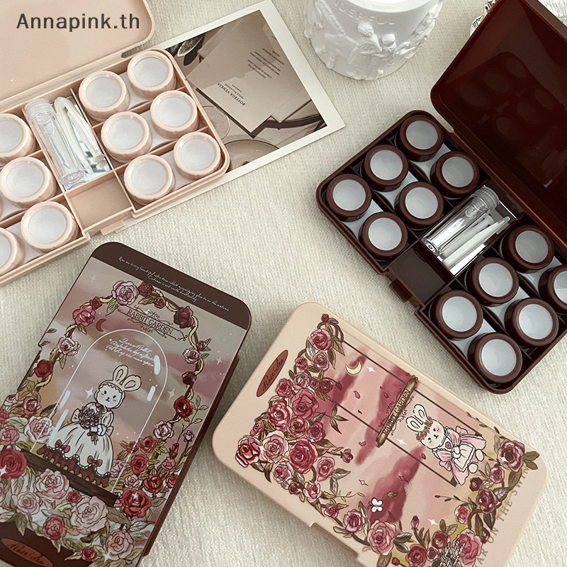 Annapink.th 6 คู่คอนแทคเลนส์กล่องเก็บคอนแทคเลนส์แบบพกพาเดินทางคอนแทคเลนส์กรณี Soak คอนเทนเนอร์กล่องเ