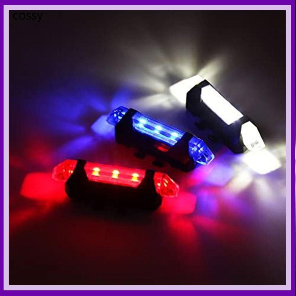 Cossy City ไฟจักรยานจักรยานเสือภูเขา, ไฟจักรยานด้านหลังกันน้ําสีสันสดใส, ไฟจักรยานแบบชาร์จ USB กระพริบ