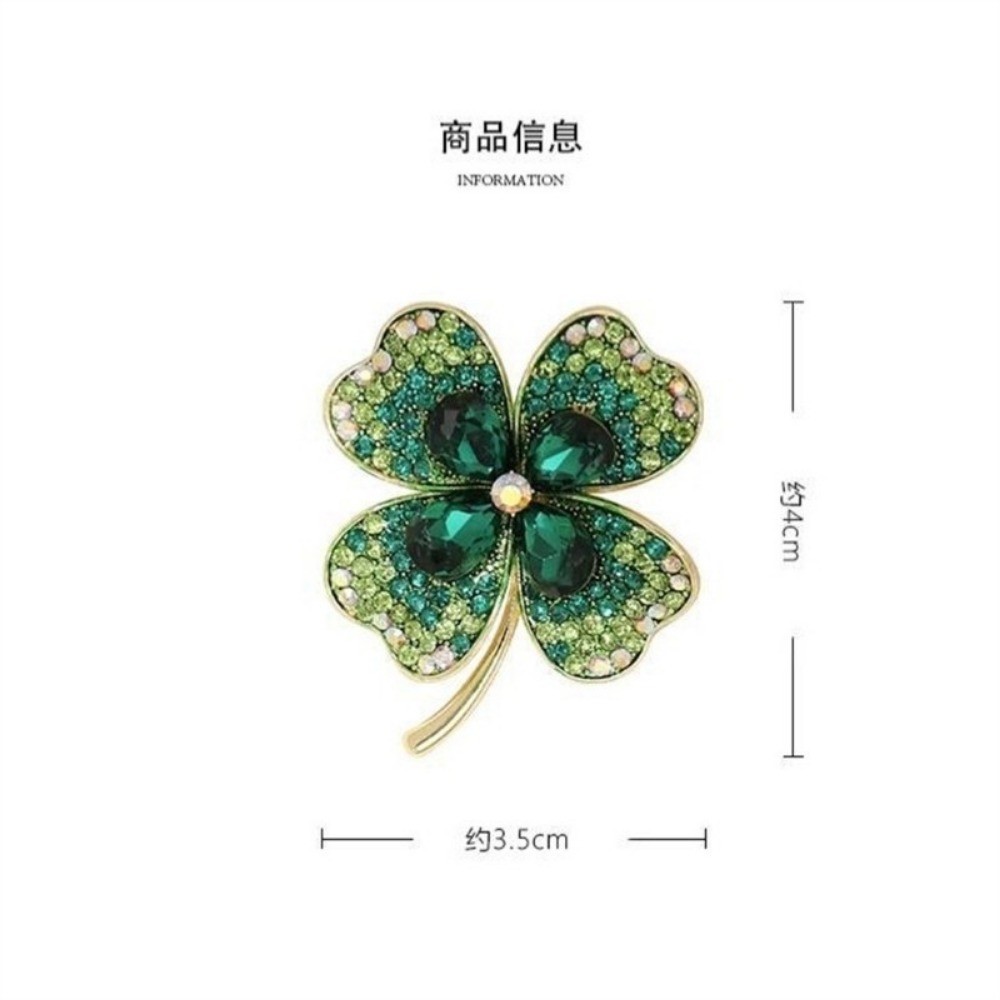 แฟชั่น Rhinestone Four Leaf Clover เข็มกลัดประณีตคริสตัลเสื้อผ้า Pins สําหรับผู้หญิงสาวเครื่องประดับงานแต่งงานชุดตกแต่ง - รูปที่ 2