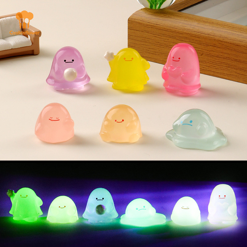 Ckfr สร้างสรรค์น่ารักมินิส่องสว่างขนาดเล็กที่มีสีสัน Ghost Miniature Figurines ภูมิทัศน์ตกแต่ง DIY บ้านเด็กอุปกรณ์เสริมของขวัญใหม่