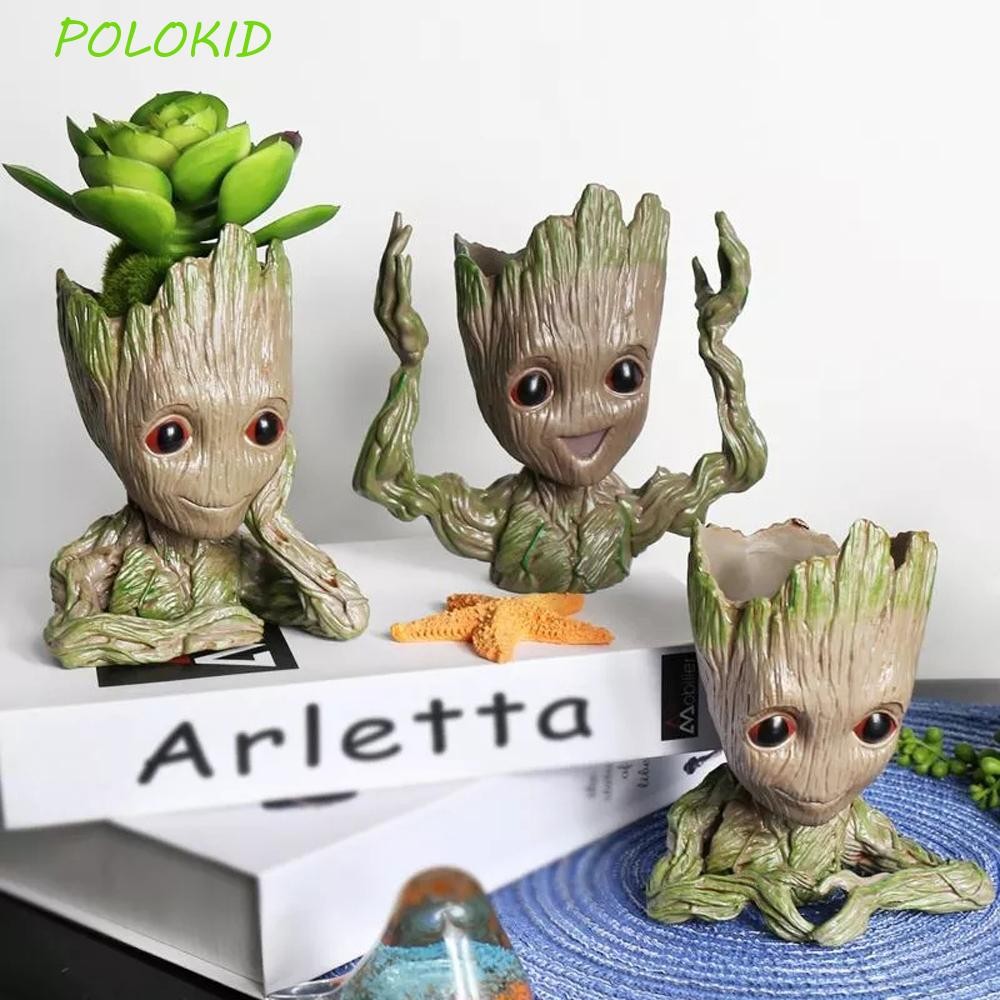 Polokid Groot ดอกไม้หม้อตกแต่งบ้านมัลติฟังก์ชั่นสําหรับของขวัญ Garden Planter Tree Man Groot ของเล่น