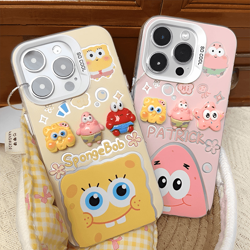 เคส For Samsung Galaxy S25 S24 S23 S22 S21 S20 FE 5G Ultra S24+ S23+ S22+ S10+ Plus Note 20 4G A10S A10 M10 Pro J7 J5 J2 Prime 2018 A71 M31 M23 M30S A50S A50 A30S A30 A20 A20S M01S Cute Fashion 3D Cartoon SpongeBob Full Protective Phone Case YKC 41