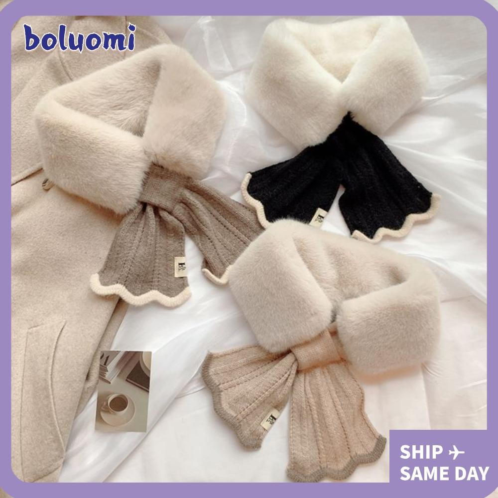 Boluomi ผ้าพันคอถัก, ผ้าคลุมไหล่คอข้าม, ผ้าพันคอตุ๊กตากันลมหนา Fishtail แบบนุ่มฤดูหนาว