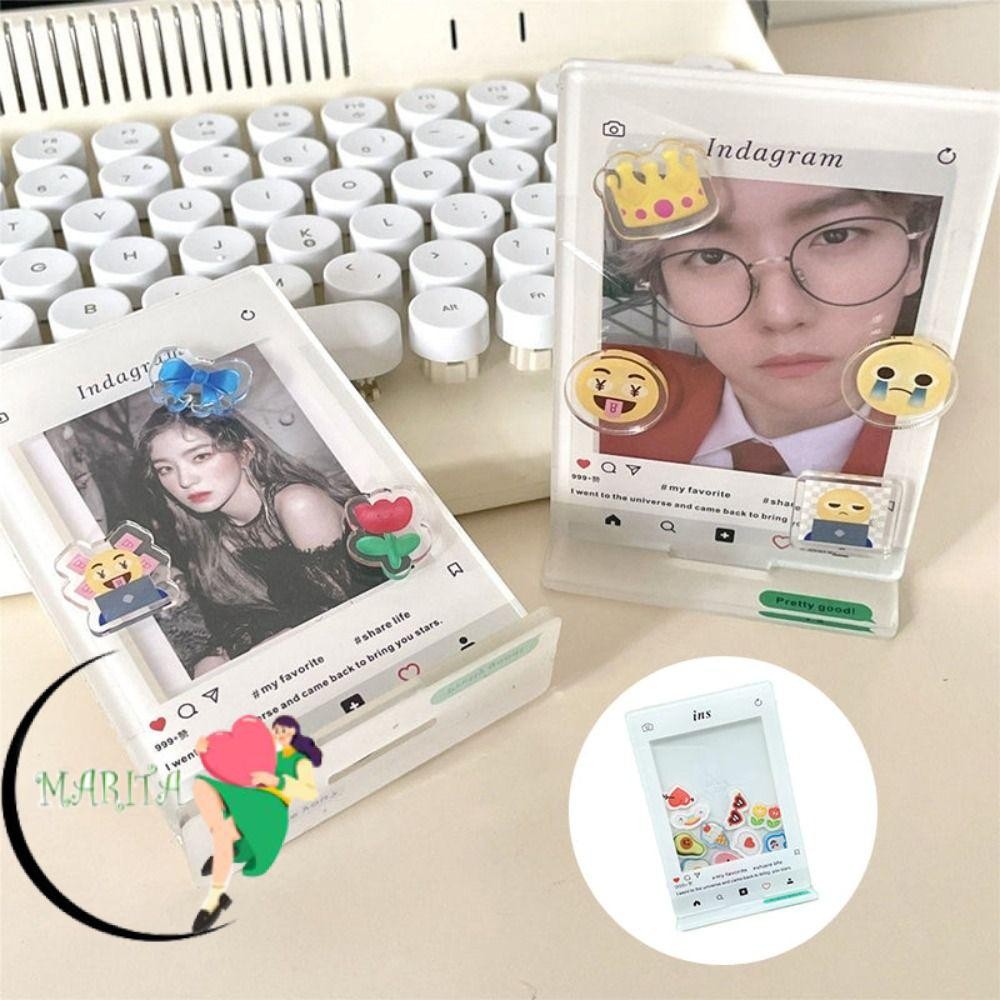 Marita Fujifilm Instax Mini กรอบรูป, กรอบอะคริลิกแสดงภาพศิลปะขนาด 3 นิ้ว, ตกแต่งเดสก์ท็อปกรอบฟิล์มขนาดเล็กแนวตั้งสีสันสดใส