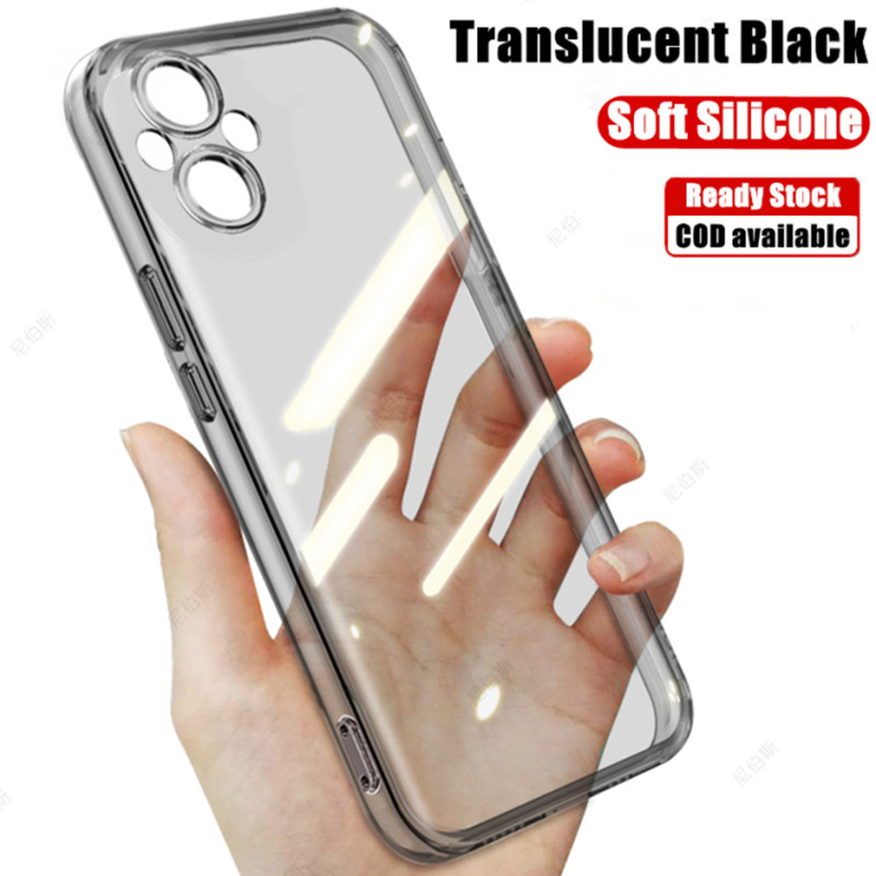สําหรับ OPPO Reno7 Z 5G CPH2343 นุ่มโปร่งแสงซิลิโคนสีดํายืดหยุ่นกันกระแทก TPU คริสตัล Clear Cover ผิว scratch-resistant Jelly Case