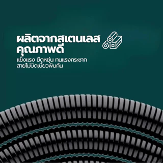 GlobalHouse Verno สายฝักบัวสแตนเลส น๊อตทองเหลือง 1.5m รุ่น VN-03BK สีดำ สินค้าของแท้คุณภาพดี