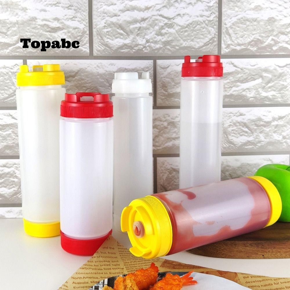 ขวดซอส TOP, ขวดบีบสองหัวความจุขนาดใหญ่, Portbale ทนทาน 16oz 20oz 24oz มะเขือเทศพลาสติก Catchup Dispenser ปิคนิคหม้อหุงข้าว