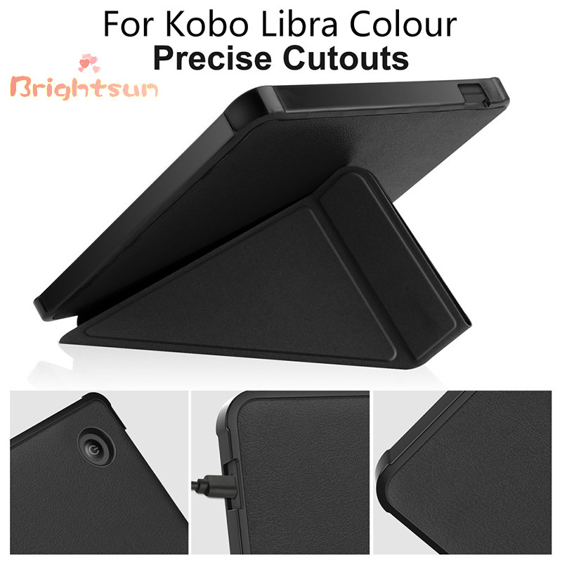 Brightsun พับ E-Book Reader สําหรับ Kobo Libra สี Soft E-Reader Protector พร้อมขาตั้งเดสก์ท็อปสนับสน