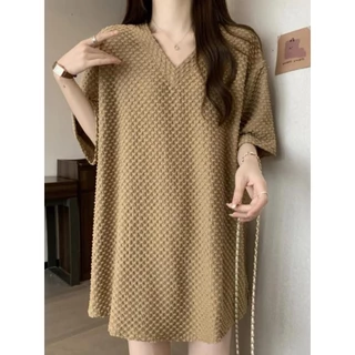 [เสื้อยืดผู้หญิง] (40-150 กก.) Plus Size เสื้อยืดพลัสไซส์ แขนสั้นธรรมดา ทรงหลวม เสื้อโอเวอร์ไซส์ แฟชั่นสไตล์เกาหลี สวมใส