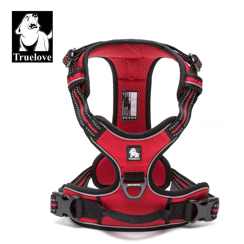 Truelove Pet Harness Reflective Nylon Large Pet Dog Harness All Weather Padded Adjustable Safety Veh