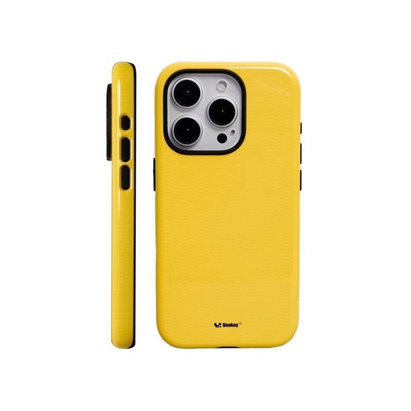 เคสมือถือ Apple 16PROMAX สีเหลืองเรียบง่ายสำหรับ iphone15 2-in-1เคสฟิล์ม14เคสแข็ง13แบบเฉพาะ