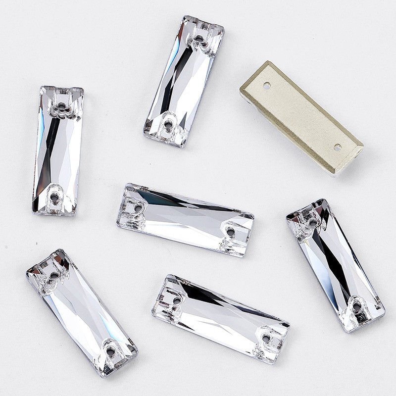 คริสตัลหรูหรา 5A แก้ว Rhinestone เย็บหินสี่เหลี่ยมผืนผ้า Flatback Strass เย็บบน Rhinestone สําหรับเสื้อผ้า ราคา ถูกที่สุด ดีลบีเคเค แกลเลอรีภาพที่ 5