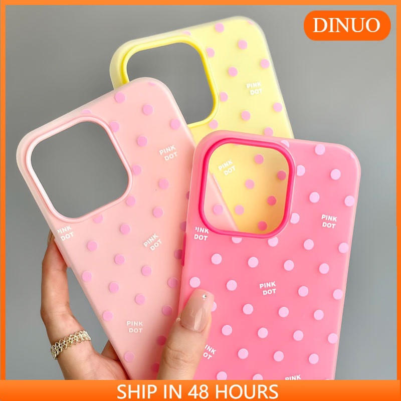 Polka Dot Skin Feel Jelly เคสโทรศัพท์เหมาะสําหรับ iphone16/15/14promax/13/12/11/XR/XS/X/XSMAX-DINUO