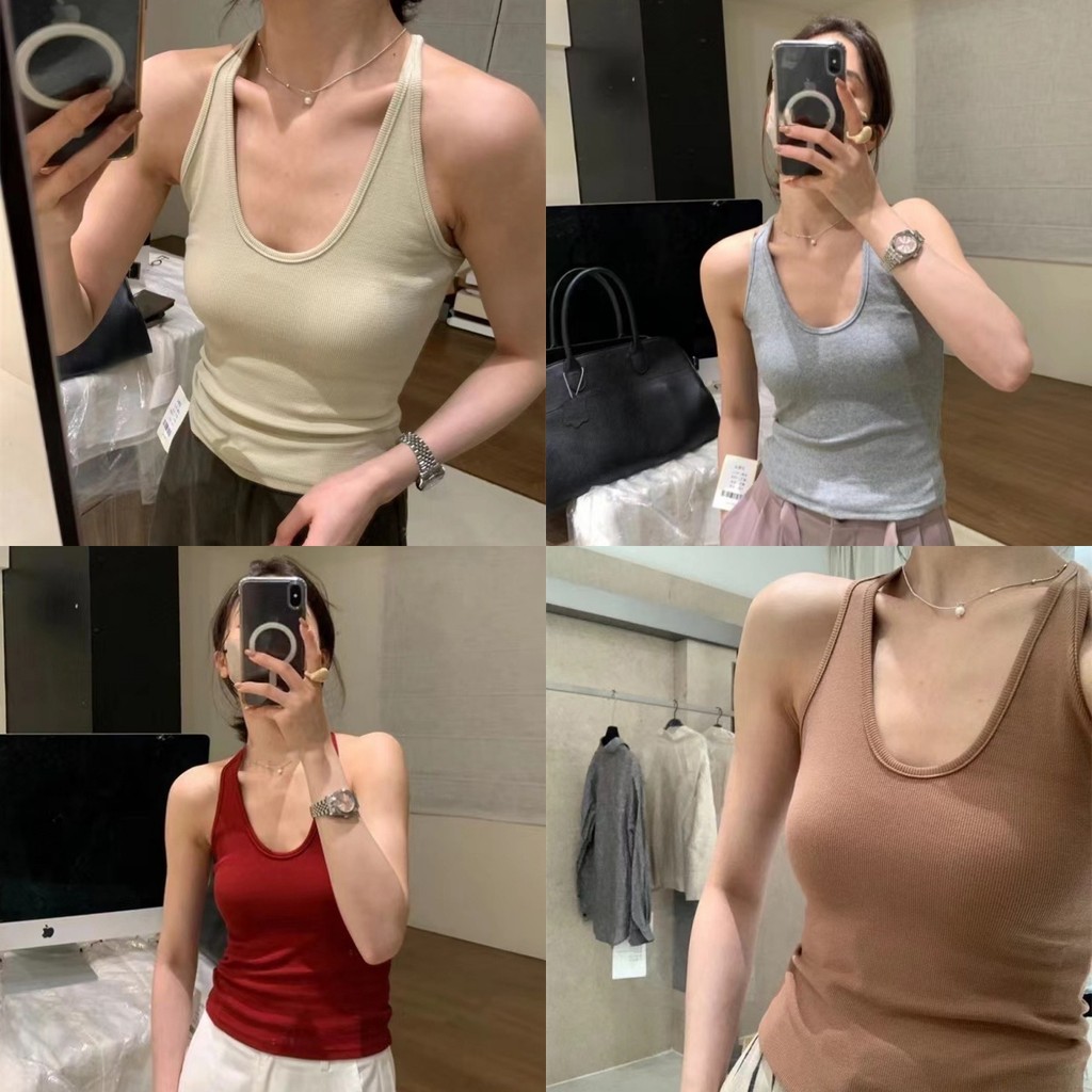 Anne เสื้อสายเดี่ยว สีพื้น มีฟองน้ำ ผ้าร่องเล็ก เข้ารูป เสื้อแขนกุด สไตล์ลำลอง ใส่สบาย แฟชั่นผญ #FY298