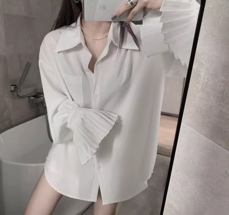 PKB2908 เสื้อเชิ้ตแขนยาวสม็อคจับกรีบสุดฮิตผู้หญิง คอปก ผ้าดี งานสวยปังสุดๆ🌻🌈 อก44 ฟรีไซส์