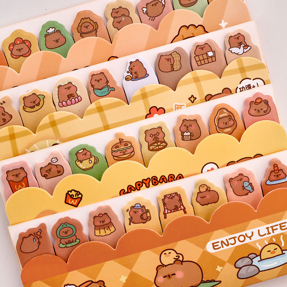 1 ชิ้น Capybara Notes Cutie Mark Index Lable สติกเกอร์ Kapibala Sticky Notes N ครั้ง Sticky Notes