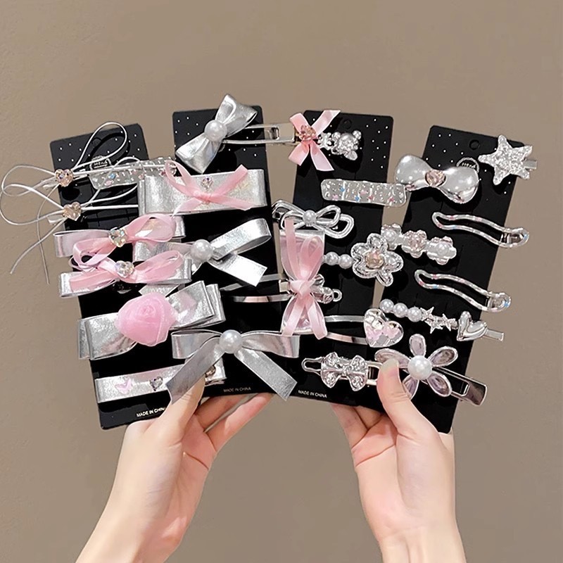 Y2k Silver Sweet Cool กิ๊บติดผมด้านข้างหักผม Bangs คลิป 2024