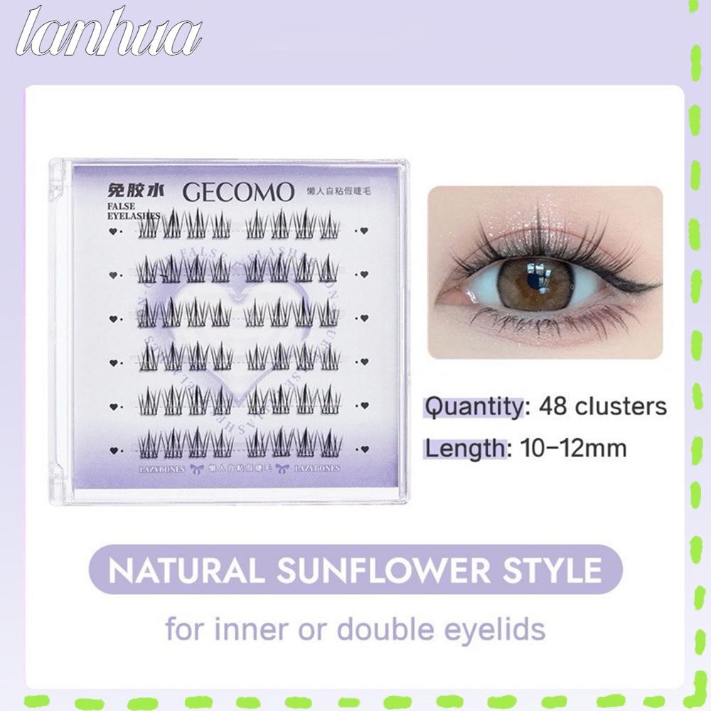 Lanhua Self กาวคลัสเตอร์ Lashes, ไม่มีกาวต้องการReusable Segmented Eyelashes, ธรรมชาติดูกดบน Handmade Self กาวขนตา Lash Clusters ความงามของผู้หญิง