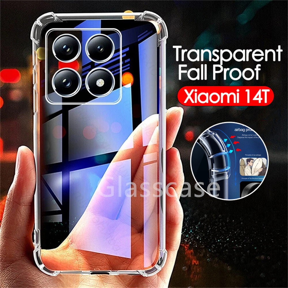 ปลอกสําหรับ Xiaomi 14 13 T pro 14T 14Tpro 13T 13Tpro Mi14T Mi14Tpro 5G 2024 โปร่งใส TPU เคสโทรศัพท์นุ่มกันกระแทกป้องกันกลับ Anti-fall Soft สี่มุมเพิ่มฝาครอบ