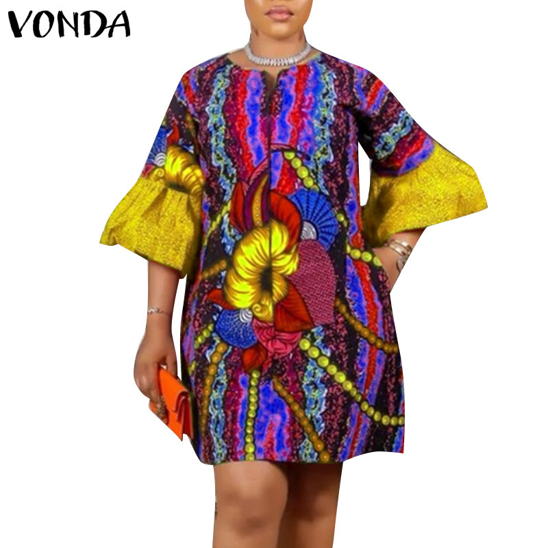 Vonda ชุดเดรสแขนกลางความยาวปานกลางสําหรับผู้ชายสไตล์วินเทจ