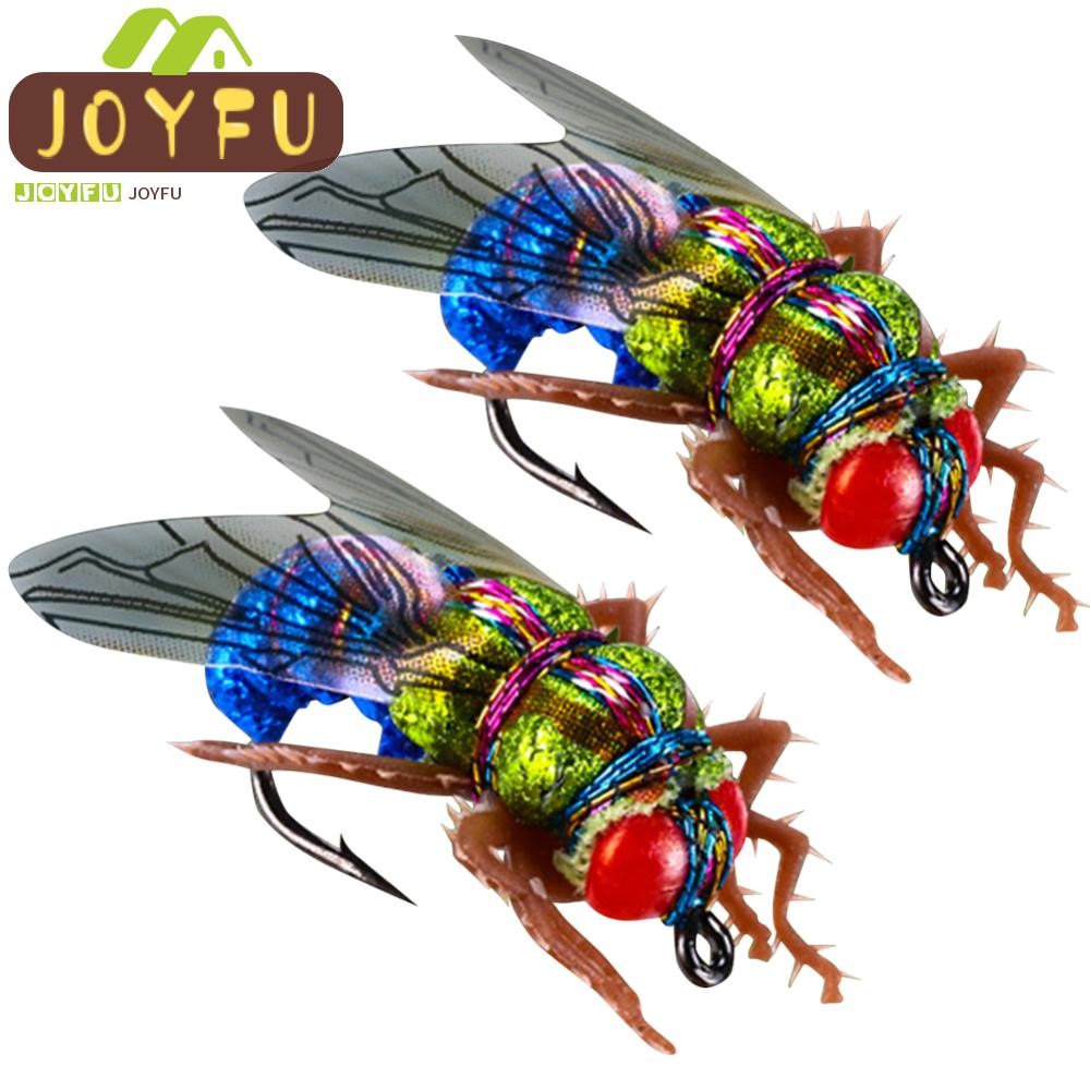 2 ชิ้น Bionic Fly เหยื่อตกปลา Fly Fishing Hook Fly เหยื่อว่ายน้ําอุปกรณ์ตกปลา