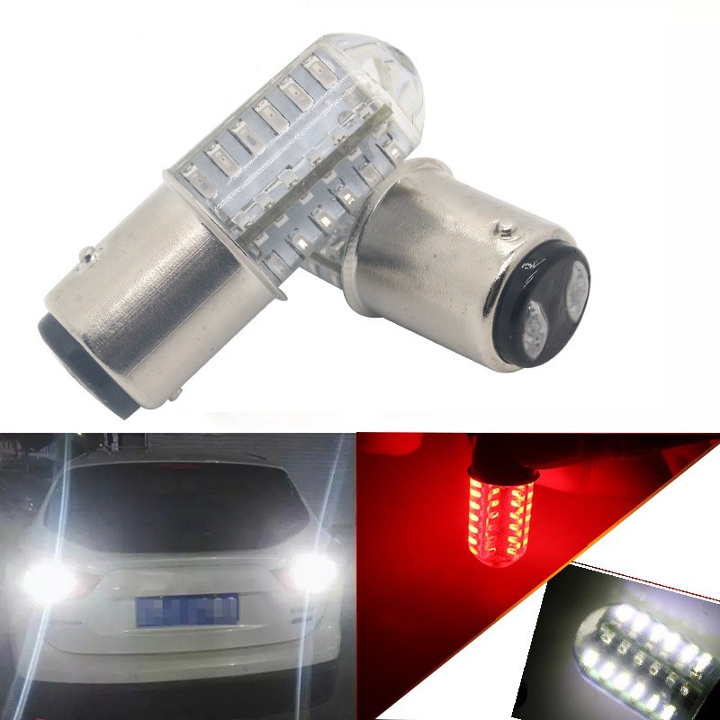 Y2Pcs LED ไฟเบรค1157 3014 48smd BAY15D P21W 1156 BA15S Strobe ไฟเลี้ยวรถจักรยานยนต์หลอดไฟหลอดไฟ Led 