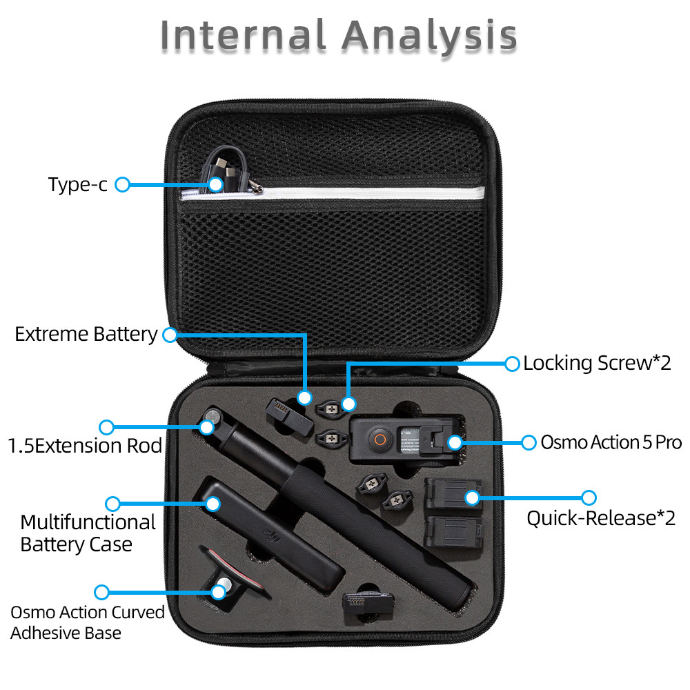 กล้องกีฬากระเป๋าถือแบบพกพาสําหรับ DJI Osmo Action 5 Pro กล่องเก็บขนาดกะทัดรัด Anti Drop และ Anti Collision Osmo Action 5 Pro กล่องอุปกรณ์เสริม