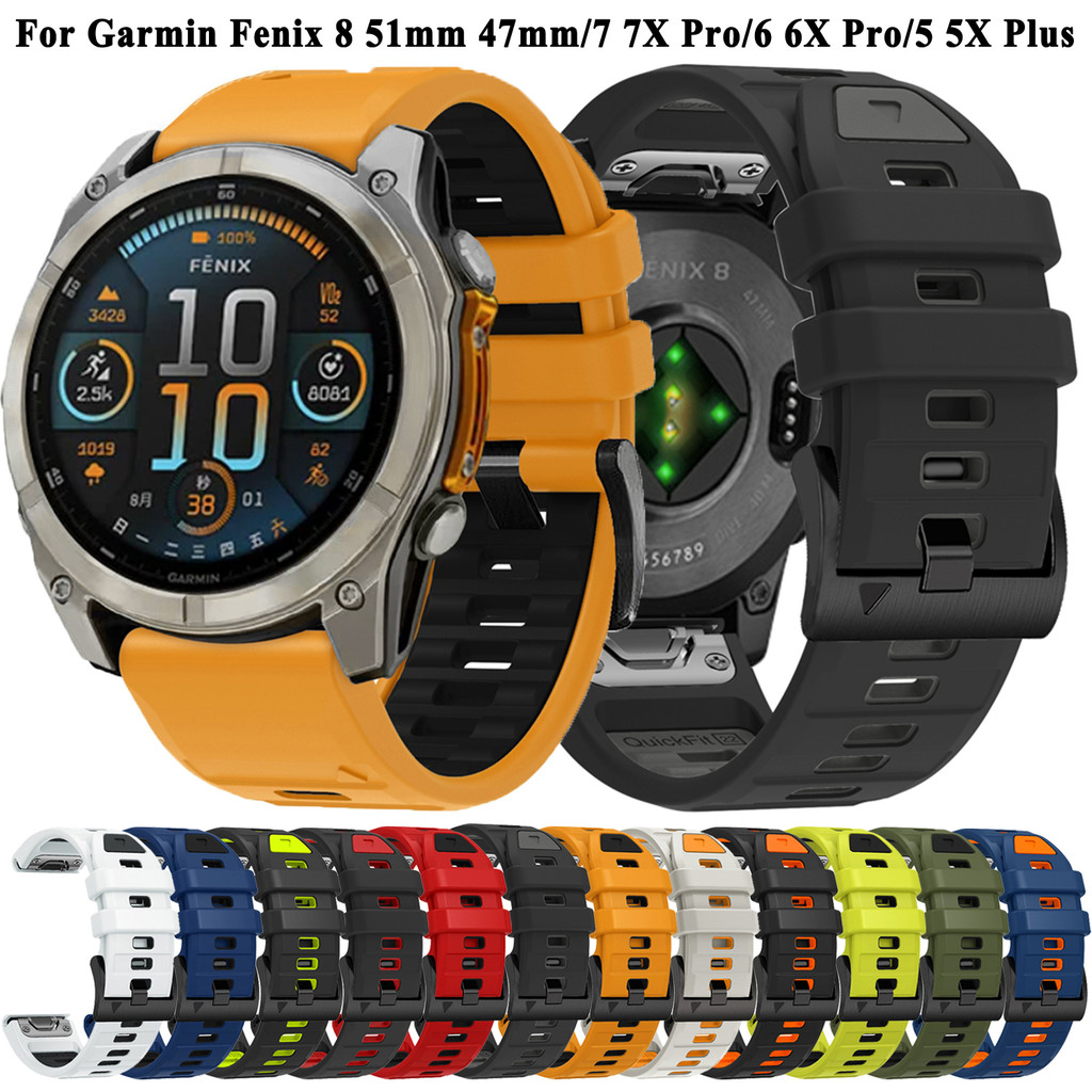 สายรัดซิลิโคนอย่างเป็นทางการสำหรับ garmin epix pro gen 2 fenix e/ 8/7X/6/6 xpro/ 3 hr instinct 2 2X enduro 2 3 approach S70 47 51มม. S62 S60 22มม. 26มม. สายนาฬิกา QuickFit
