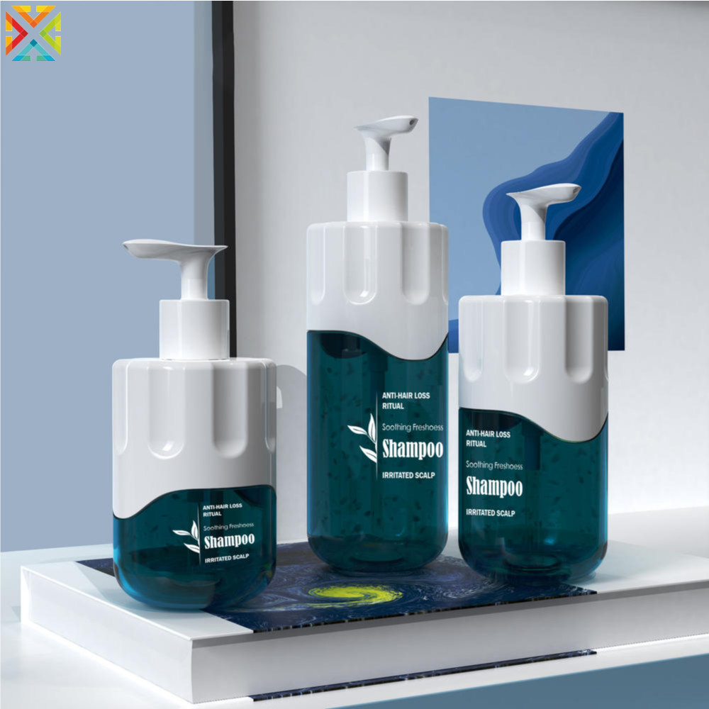 300/500/700ml สีขาวหรูหราแบนไหล่ Skin Care ขวดกดและใช้เจลอาบน้ําแชมพูขวด Repackaged ขวดโลชั่น (ไม่มีแท็ก)