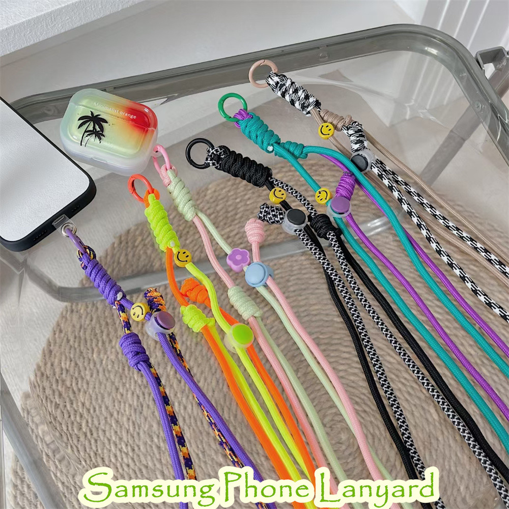 SAMSUNG สต็อกพร้อม! สําหรับซัมซุงโทรศัพท์สายรัดหน้ายิ้มแบบแขวนสายไฟโทรศัพท์มือถือเชือกเส้นเล็กสายรัดข้อมือเสน่ห์ป้องกันการสูญหายโซ่สําหรับผู้หญิงพวงกุญแจเลขที่.2