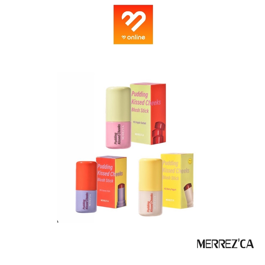 Merrezca Pudding Kissed Cheeks Blush Stick บลัชพุดดิ้งแก้มเด้ง ผิวสวยสีละมุน