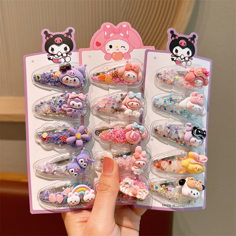 2024 กิ๊บติดผม Quicksand Kulomi เครื่องประดับผม การ์ตูน Sanrio คลิปผม Sweet bb คลิปผม