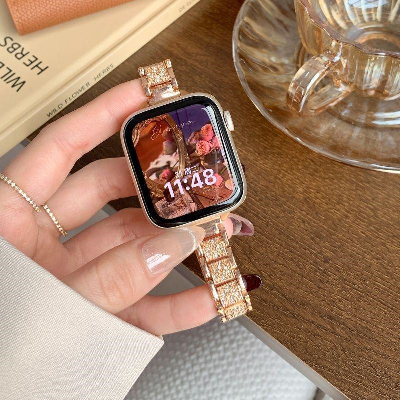 Sparkling Diamond Ladies Luxury Fine Items สายโลหะกรณี Series 10 46 มม.40 มม.41 มม.42 มม.44 มม.45 มม.38 มม.49 มม.Iwatch Series สําหรับ Iwatch 10 9 8 7 SE 6 5 4 3
