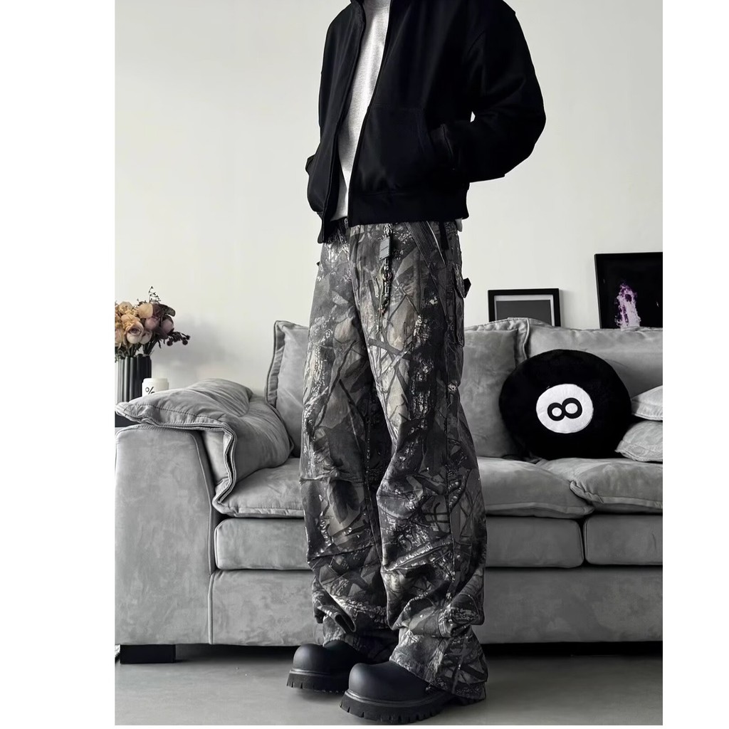 ลายพรางอเนกประสงค์หลวมตรงขากางเกงทํางานสําหรับบุรุษและสตรี - รูปที่ 4