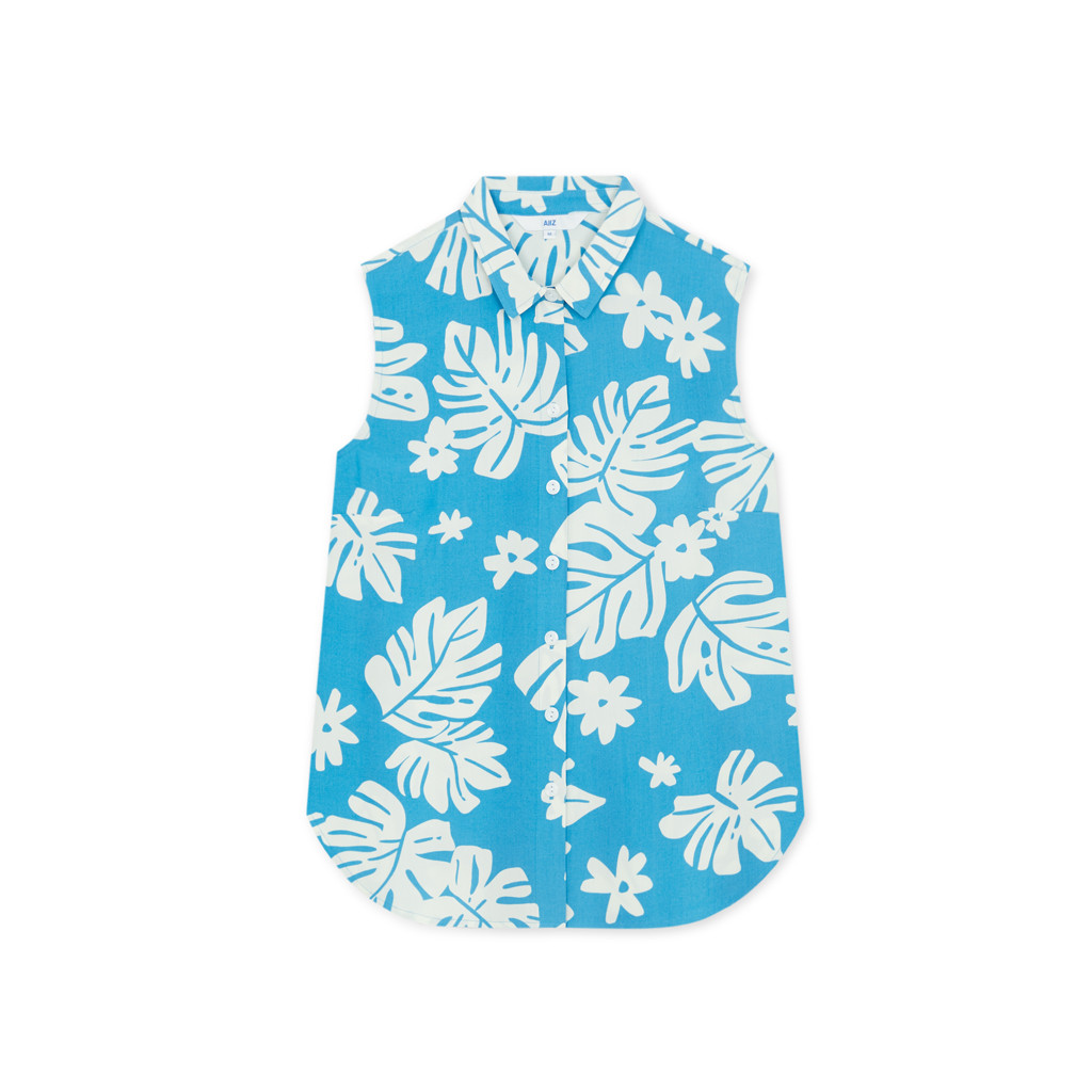 AIIZ (เอ ทู แซด) - เสื้อเชิ้ตผู้หญิงแขนกุดผ้าเรยอนลายพิมพ์ลายทรอปิคอล Women's Urban Tropical Printed Sleeveless Shirt