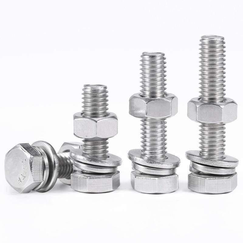 (((M3-M8) 316 สแตนเลสหกเหลี่ยมภายนอกสกรู Bolt Nut แบนยืดหยุ่นเครื่องซักผ้าชุดสกรู M3M4M5M6M8 - รูปที่ 4