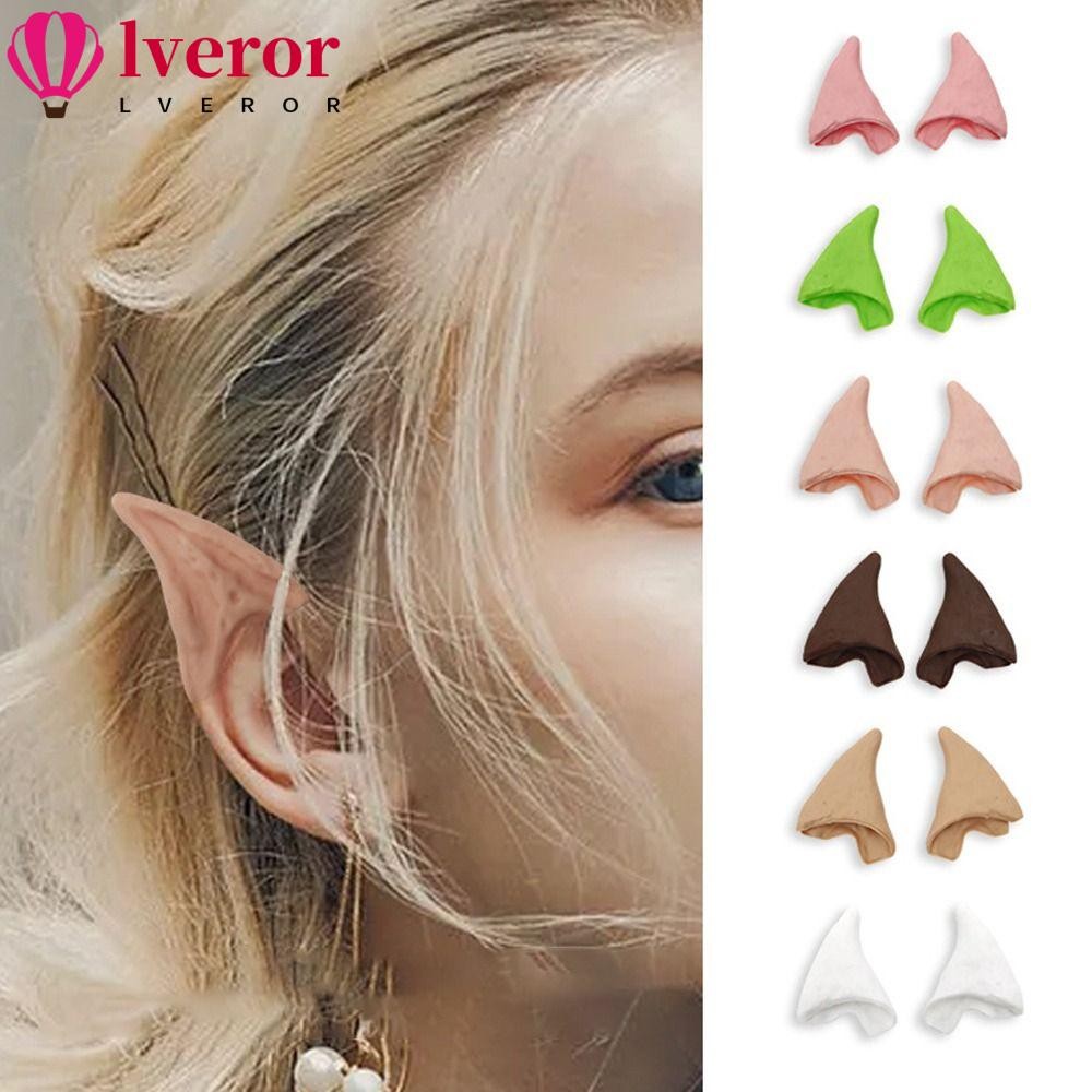 Lveror Elven Ears Props, Latex Dress Up ฮาโลวีน Latex Elf หู,แฟชั่นอุปกรณ์ตกแต่งปาร์ตี้อะนิเมะ Fairy
