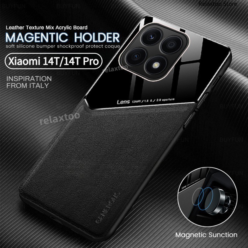 Xiaomi14t หนังโทรศัพท์มือถือสําหรับ Xiaomi 14T 13T Pro 14 T 14TPro 13TPro Xiaomi14TPro 5G รถผู้ถือแม่เหล็กแฟชั่นคู่เคสโทรศัพท์กันกระแทกกล้องป้องกันปกหลัง
