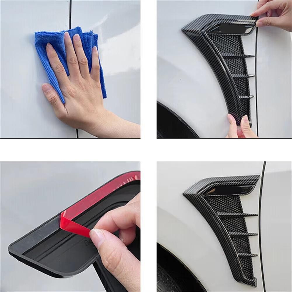 Wattle 1 คู่รถ Fender ช่องระบายอากาศด้านข้าง,คาร์บอนสีดํา Universal Air Flow Intake Hood, อเนกประสงค์อุปกรณ์เสริมภายนอก Scoop Bonnet Vent ฝาครอบสติกเกอร์ ราคา ถูกที่สุด ดีลบีเคเค แกลเลอรีภาพที่ 7