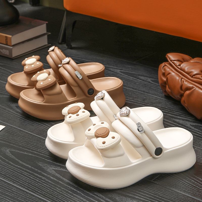 หนา-soled รองเท้าแตะสุภาพสตรีแฟชั่น Bow-Soled รองเท้าแตะเพิ่มความสูงรองเท้าแตะชายหาดสองสวมใส่รองเท้าแตะส้นสูงสวมใส่ด้านนอกหนาSoledรองเท้าแตะสุภาพสตรีแฟชั่น Bow-เพิ่มความสูงรองเท้าแตะรองเท้าแตะBe