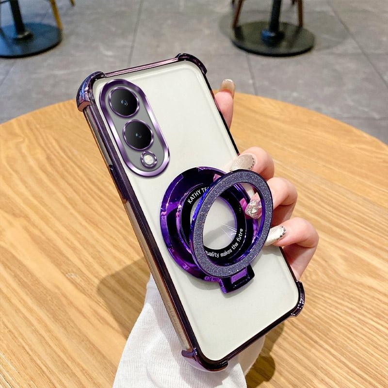 ผู้ถือแม่เหล็กสําหรับ VIVO Y17s VivoY17S Y 17S V2310 ปลอกชุบ Bling ซิลิโคนนุ่ม TPU ปกหลัง Anti Fall 