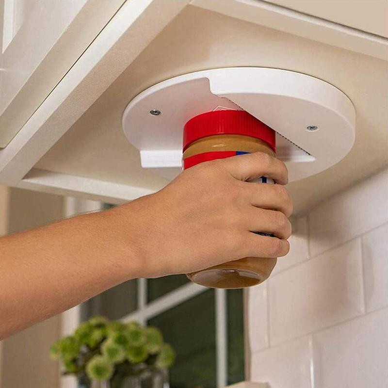Creative ภายใต้ตู้ Self-Adhesive Can Opener Jar ขวดฝาปิด Remover ประหยัดแรงงาน Wet Grip Opener สําหรับมืออ่อนแอ