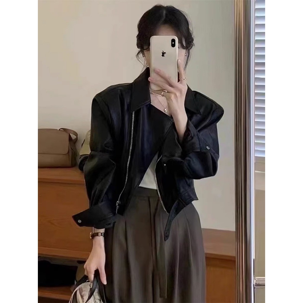 เสื้อแจ็คเก็ตหนัง ปู่ ผู้หญิงเสื้อแจ็คเก็ตหนังปกใหม่ - รูปที่ 5