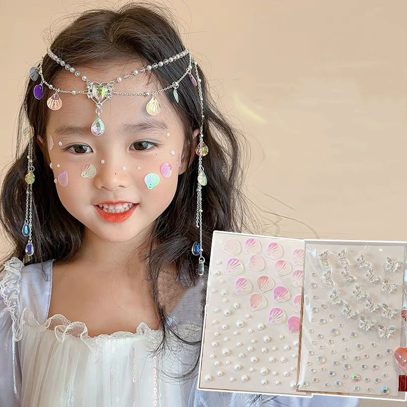 1 ชุด Rhinestone Face สติกเกอร์เด็กผู้หญิง Colourful Self กาว Face Gems DIY แต่งหน้าตกแต่งประสิทธิภาพ