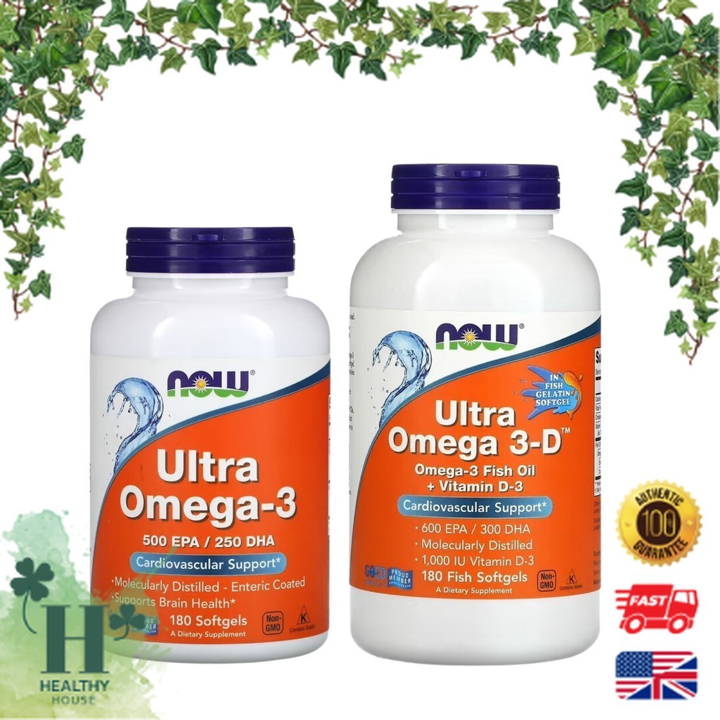 พร้อมส่ง NOW Foods Ultra Omega-3 500 EPA / 250 DHA Omega 3-D 600 EPA / 300 โอเมก้า3