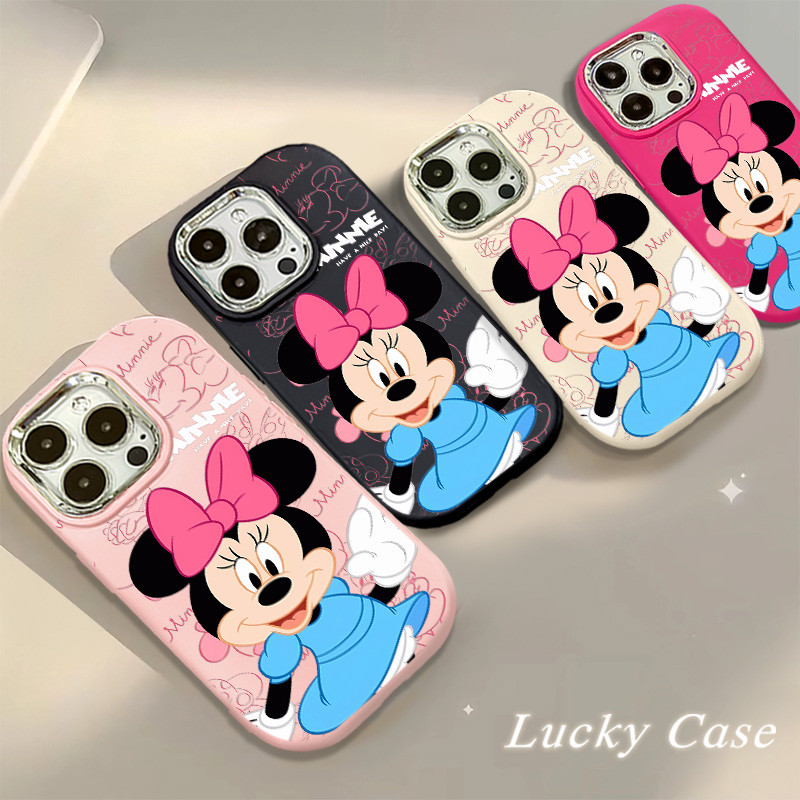 สนุกการ์ตูนชุดสีฟ้า Minnie เคสโทรศัพท์สําหรับ Iphone 15 14 12 13 16 Pro Max X XS XR XsMax Se2020 7/8 Plus TPU ซิลิคอนนุ่มกรณีพรีเมี่ยมกันกระแทกปกหลัง