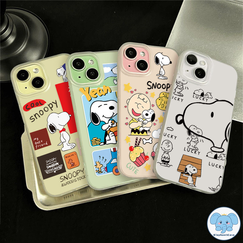 การ์ตูนน่ารัก Snoopy เข้ากันได้เคสไอโฟน 11 15 13 12 14 Pro Max  11 12 13 14 15 Pro XR 7 8 15Plus X XS MAX SE 2020 เคส
